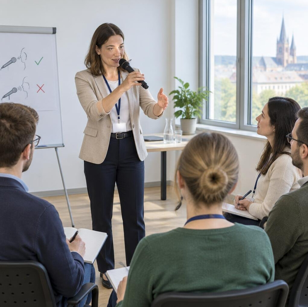 Moderation training workshop with trainer and participants